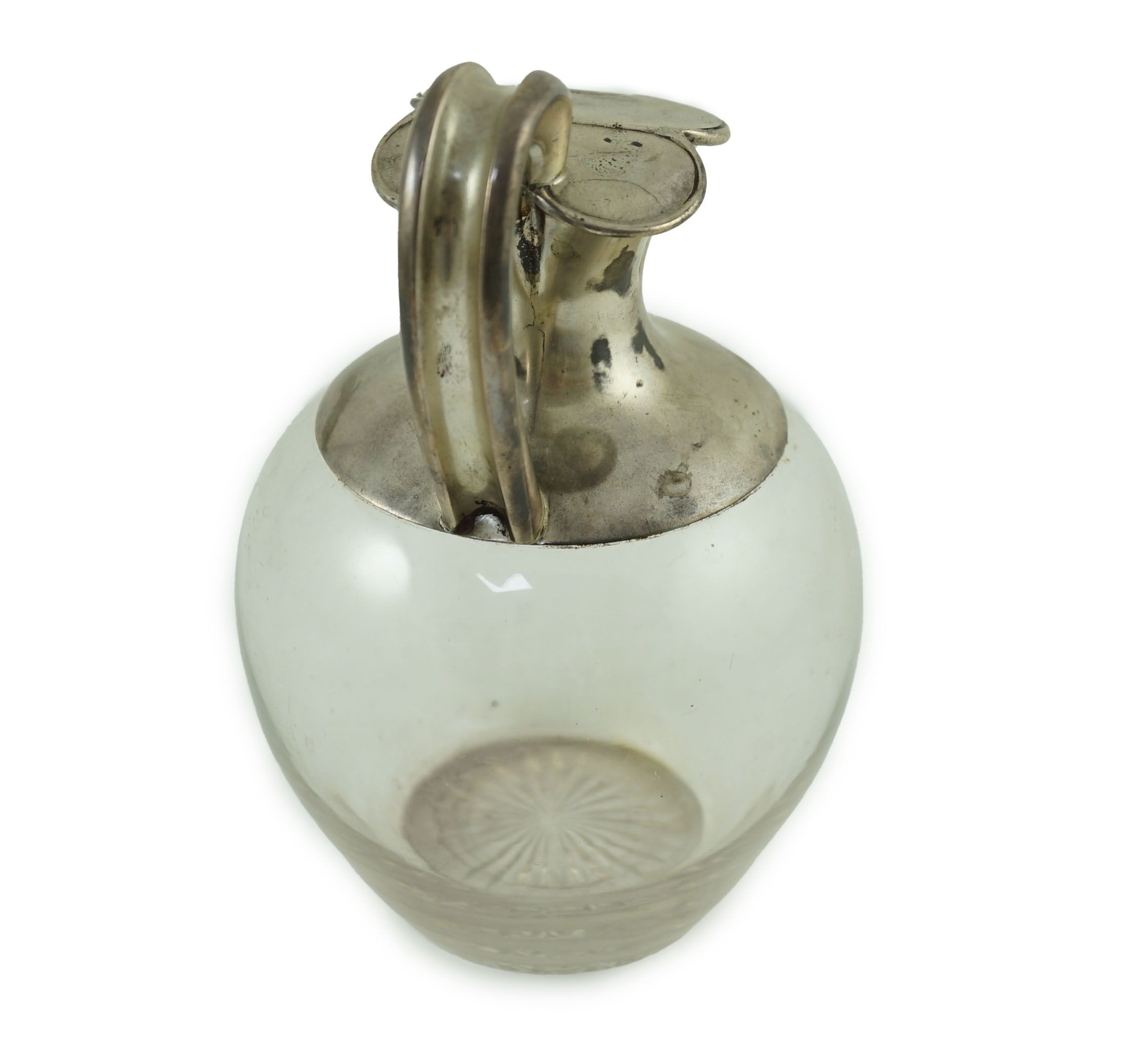 A Victorian silver mounted glass baluster claret jug, by Rupert Favell